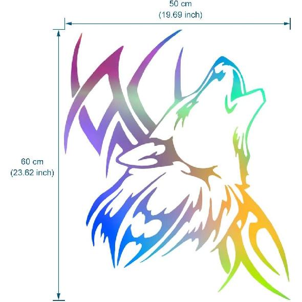 

JSCARLIFE Wolf Head Car Decals, Practical Laser Car Hood Sticker, Self-Adhesive Vinyl Graphics Decals for Car/Truck, Universal Car Hood Body Side