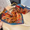 Summer New Fashion Versatile Retro Style Color Matching Printed Silk Scarf Women's Temperament with Age-reducing Headscarf
