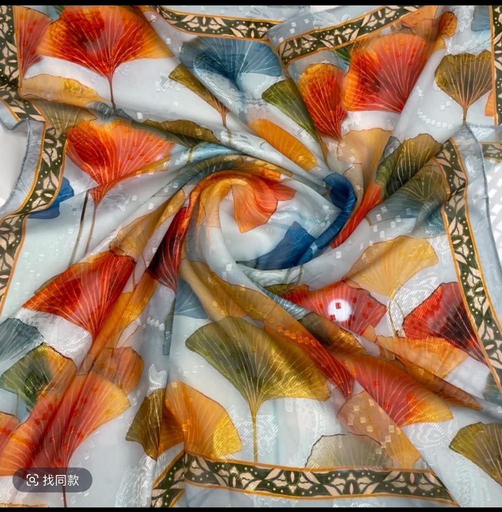 70X70 Spring, Summer And Autumn Square Scarf Silk Scarf Decoration Pastoral Tie-Dye Hair Cut Flower Scarf Headgear
