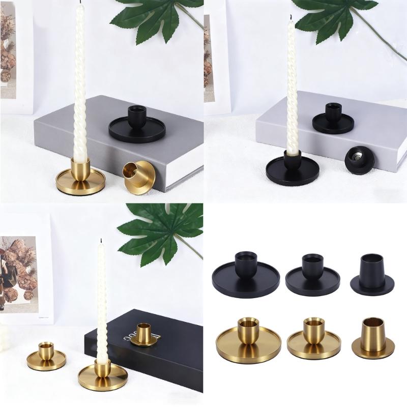 Contemporary Candlestick Holders Stands Set Of 3 Metal Decorative For Dining Table