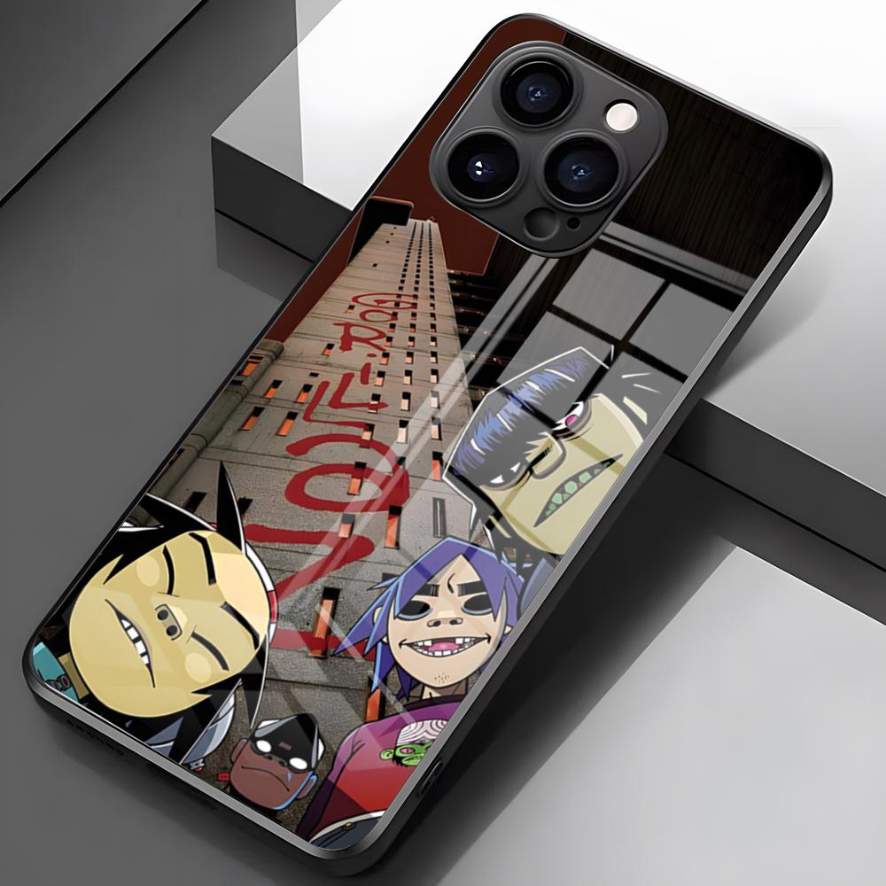 

Virtual Rock Band Gorillaz Phone Case For IPhone 17 Pro Max 16 15 14 Pro Max 13 11 X Xs Xr 8 7Plus Glass Cover iPhone17 Pro