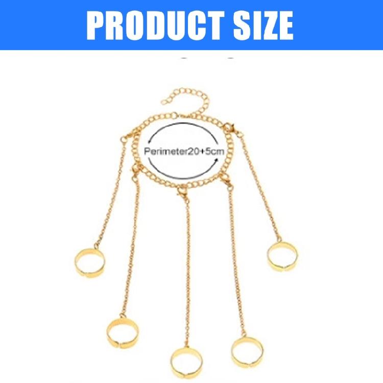 Punk Layered Chain Tassels Bracelet with Finger Rings Gothic Hand Harness Bohemianm Wrist Chain Hand Jewelry Halloween
