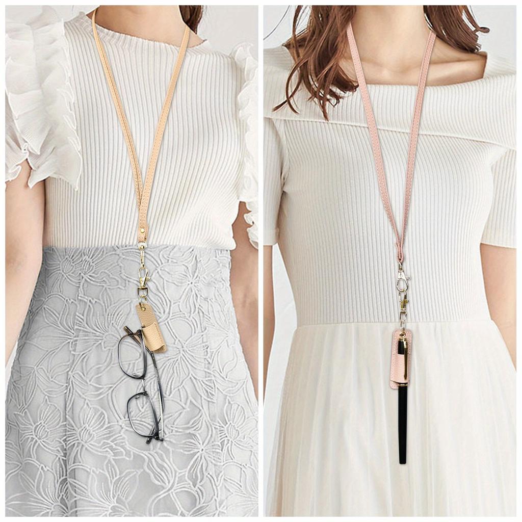 Ultra-Fine Synthetic Faux Leather Pencil Box - Portable Pen Protective Case with Clip - Badge Holder, Key Chain or Neck Band