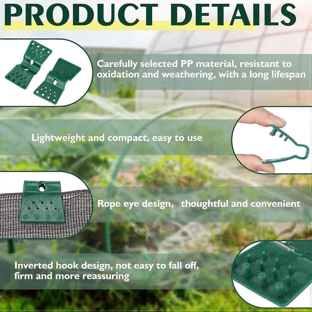 UV-treated Privacy Screen Clips for Garden Greenhouses, Poultry Netting Clips, Winter-resistant, Easy To Use - Green (50 Pieces)