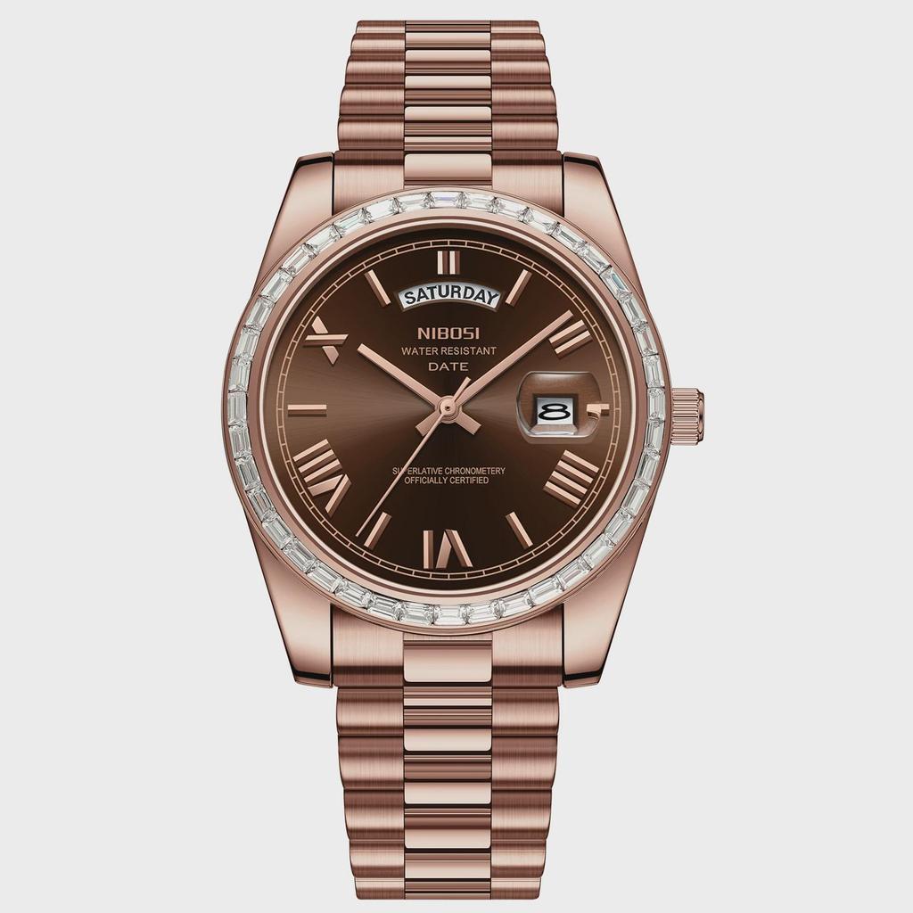 NIBOSI Fashion Men Watches Top Brand Luxury Wristwatch Day Date Miyota Quartz Watch Men Waterproof Clock