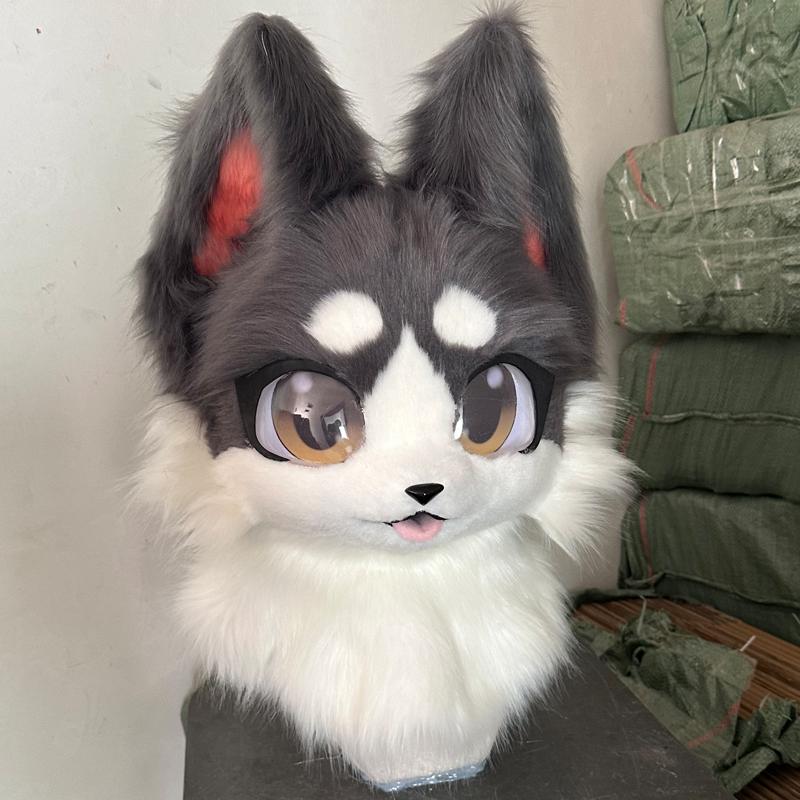 In Stock Fursuit Testa Economica Testa Animale Costume Gatto Testa Pelosa Kemono Cane Carino Testa Costume Gioco di Ruolo