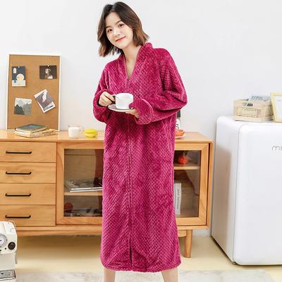 Nightgown Women's Fall and Winter Long Coral Velvet Thick Flannel Bathrobe Large Size Nightdress Fat Mm Maternity Pajamas for Maternity Wear