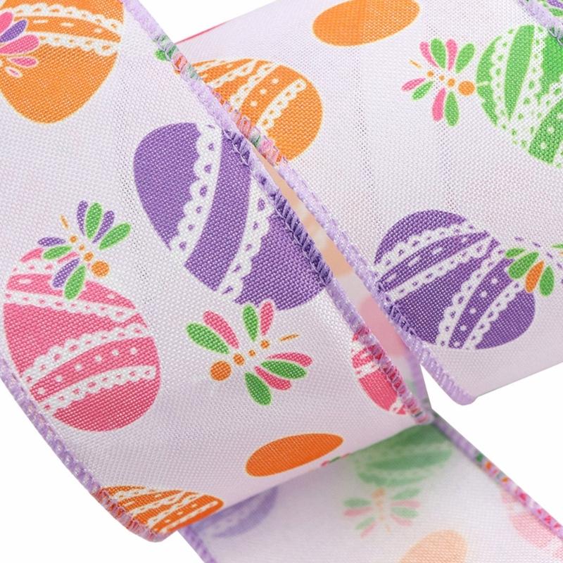 5 Yards Festive Ribbons with Carrot Dotted Pattern for Decorsfor Easter Flower Arrangements DIY Projects