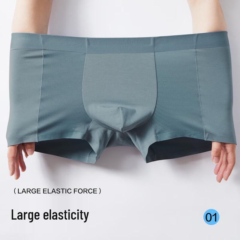 FENTENGCARE Men's Modal Ice Silk Antibacterial Seamless Boxer Briefs