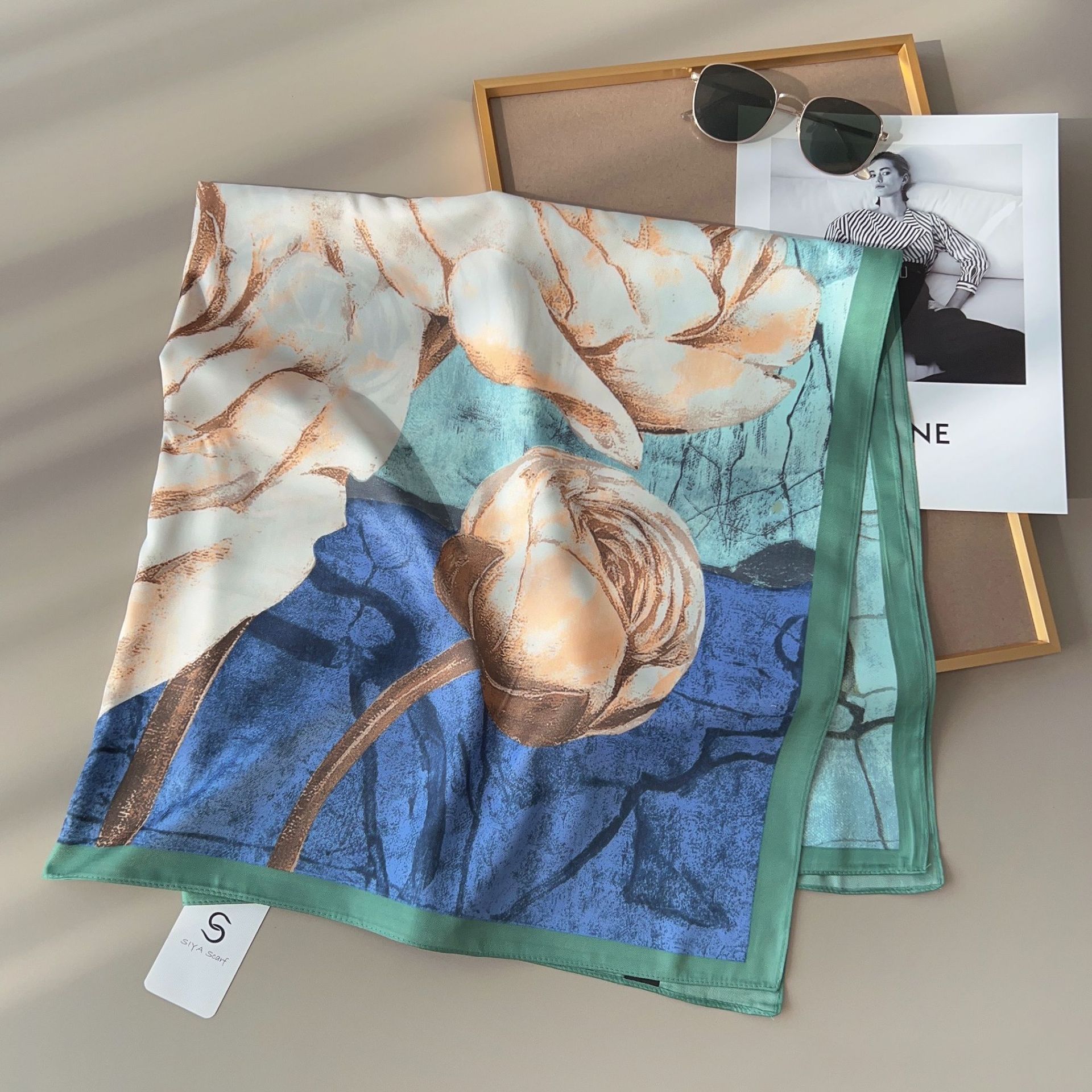 

90 см квадратный большой квадратный шарф Four Seasons, роскошная декоративная рубашка, профессиональный платок, повязка на голову, солнцезащитный платок 90*90cm