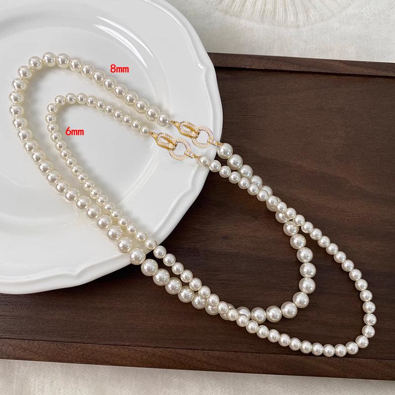 Madama Shiseka Women's Pearl Necklace: Versatile Autumn-Winter Beaded Chain, High-End Luxury Jewelry