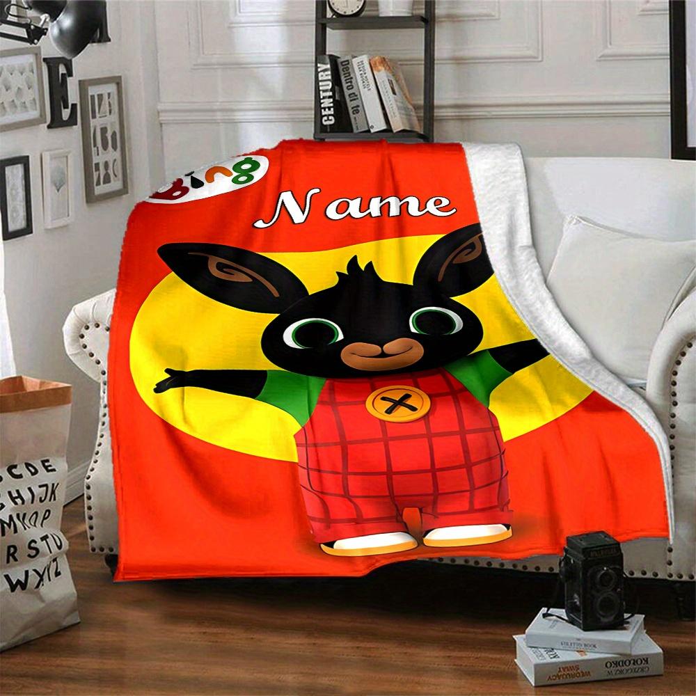 Bing Bunny Flannel Blanket With Customizable Name Soft And Comfortable Shawl Blanket For All Seasons Suitable For Home Travel Camping Office