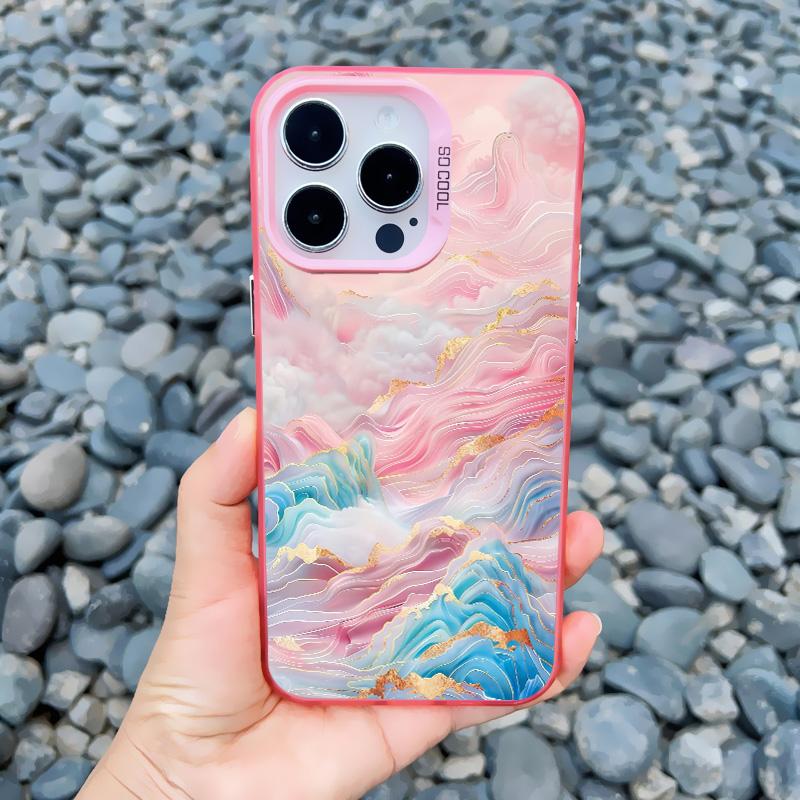 

Прозрачный Розовый Облачный Морской Лазерный Чехол для Телефона Для iPhone 11 12 15 Pro Max 13 Mini 16 14 13 Pro Max Plus Ударопрочная Задняя Крышка Fundas iphone 14Pro