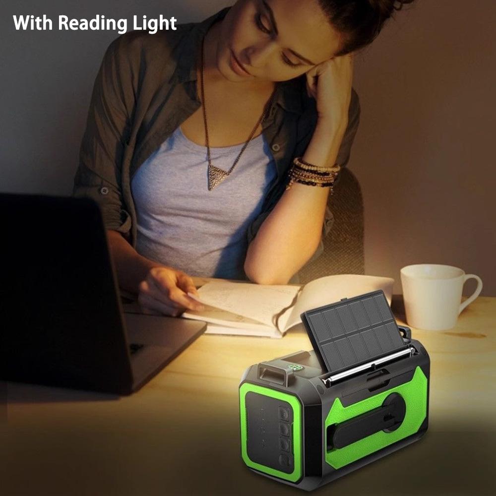 12000mAh Portable Emergency Radio AM/FM/NOAA Weather Radio Solar Hand Crank Radio Flashlight SOS Alarm Power Bank Reading Lamp