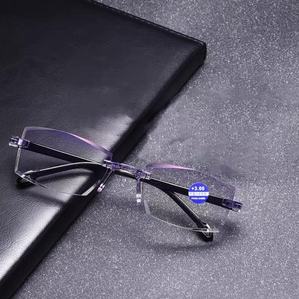 Frameless Edge Cutting Blue Light Presbyopia Glasses with Intelligent Zoom High-definition Presbyopia Glasses for