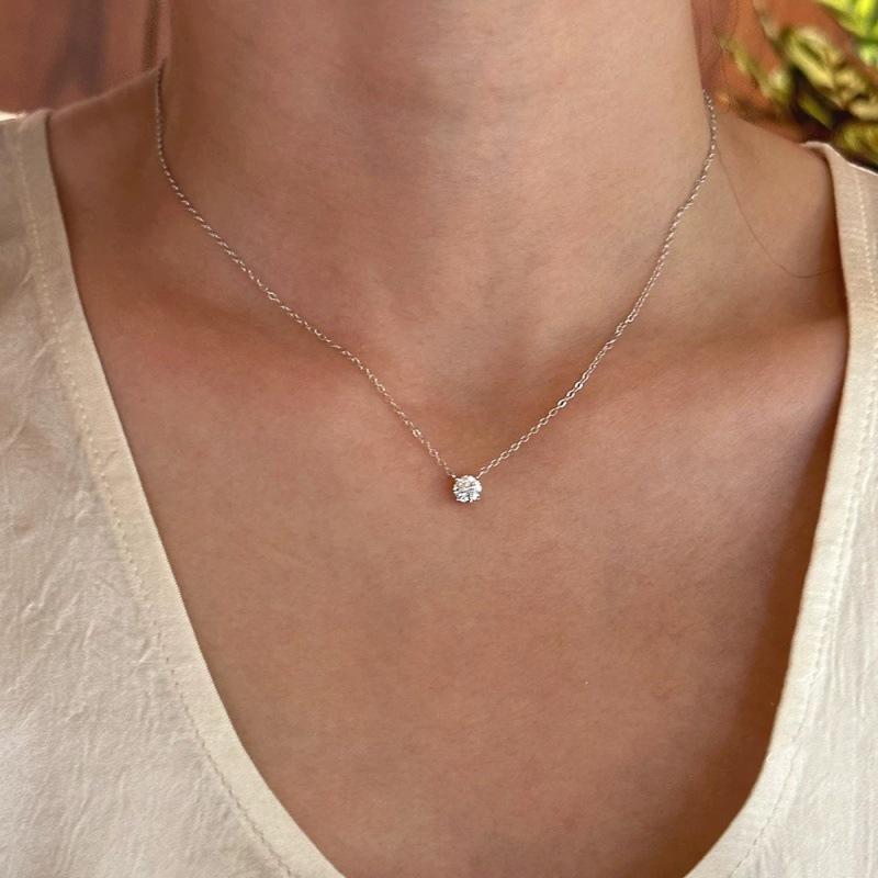 S925 Sterling Silver Minimalist Clavicle Necklace - Zhao Lusi Style 925 Silver