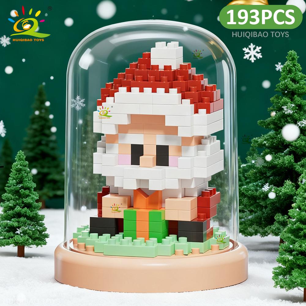 Christmas Tree Santa Claus Penguin Model Building Block DIY Snowman Bricks Toys Children Adult Desktop Ornament Gift