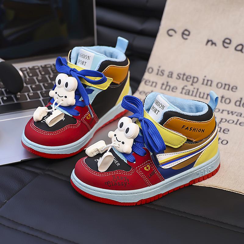 Children's high-top mandarin duck shoes 2025 autumn new fashion boys handsome board shoes girls foreign doll sports shoes