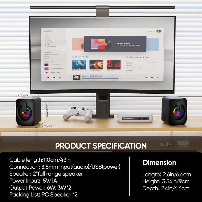 Home office computer speaker with microphone stereo 3.5mm AUX RGB colorful light computer speaker suitable for desktop laptops