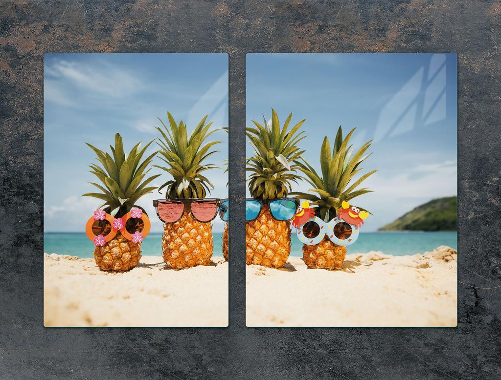 SZKLANA PŁYTA OCHRONNA DESKA 75x52 ANANAS