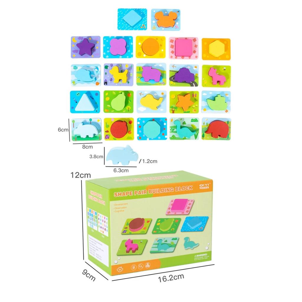 Color Shape 3D Puzzle Baby Toys Montessori Animal Matching Stacking Cognition Early Education Sensory Games Toddlers Wooden Toys