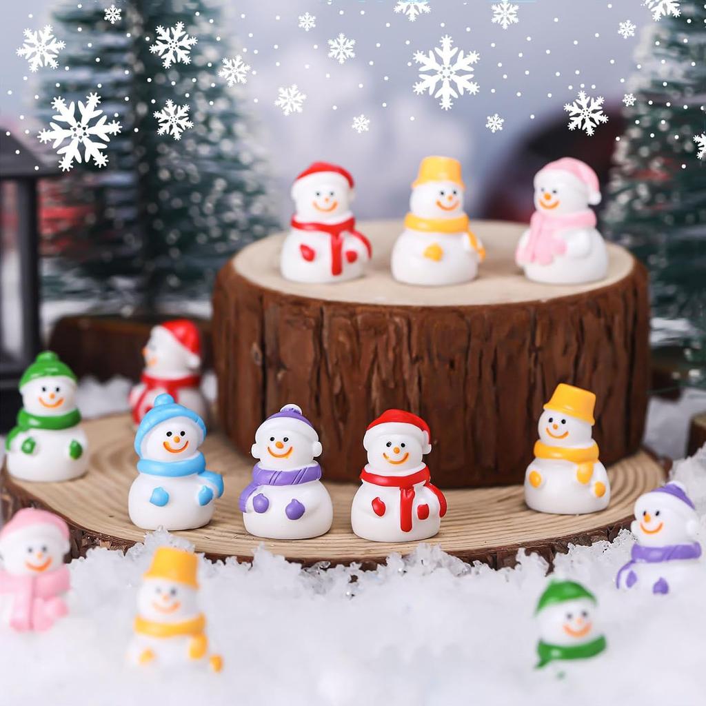 5/10Pcs Mini Resin Snowman Figurines Christmas Xmas Ornaments For Diy Fairy Garden Home Tree Decor Holiday Gift