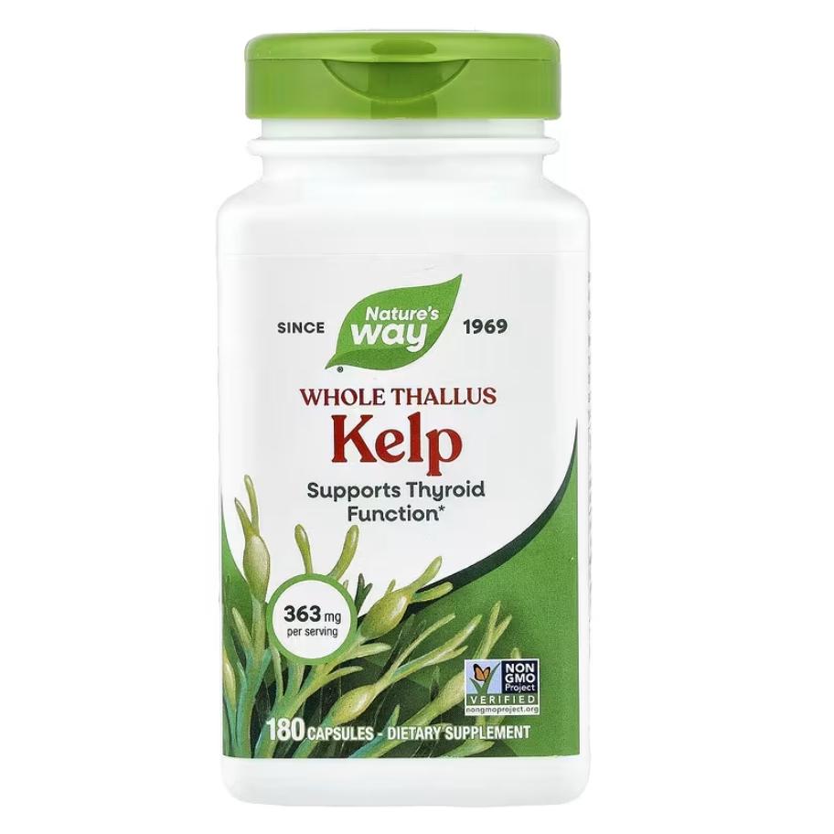 Nature's Way Kelp Whole Thallus 600mg Veggie Capsules, (100 / 180 Count)
