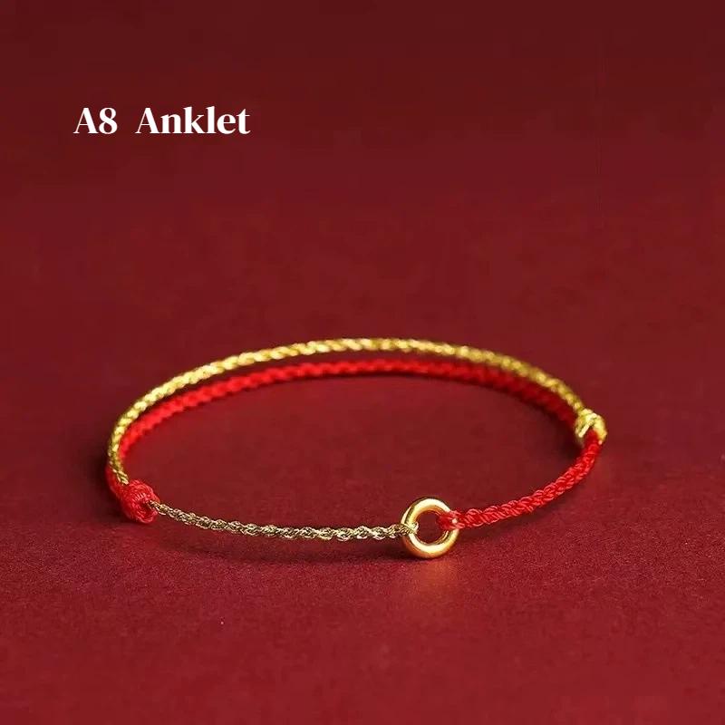 Minimalist Hand Woven Red Rope Anklet 1Pcs Safety Buckle Bracelet for Beach Vacation Summer Wear Jewelry