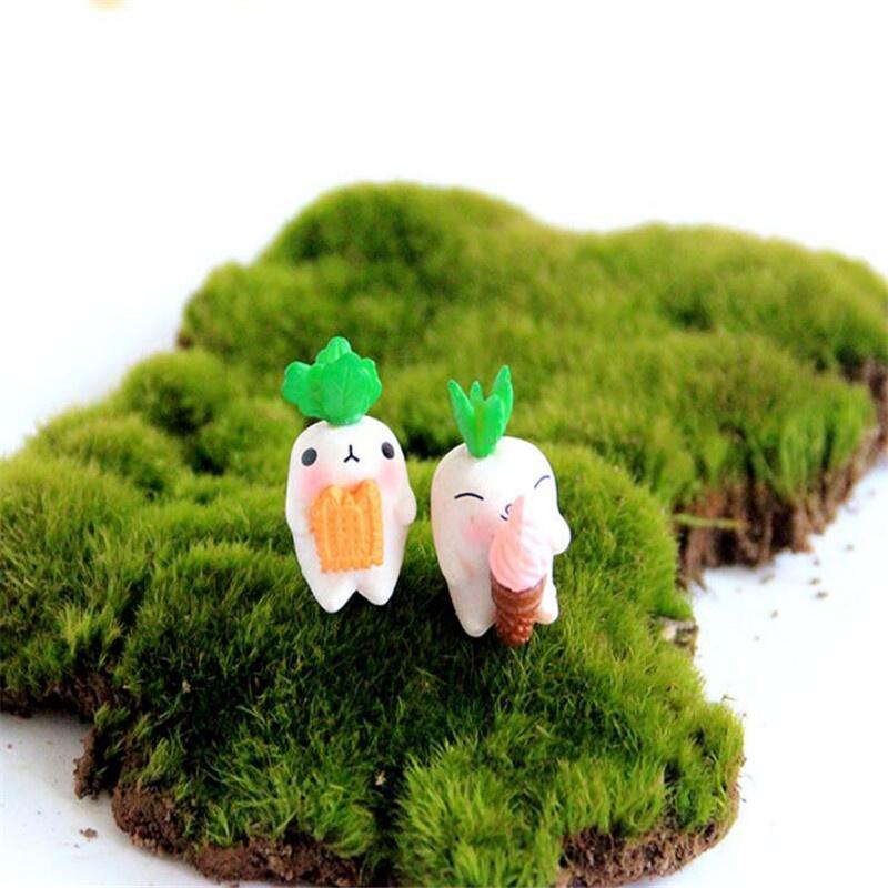 2PCS Kawaii Resin Radish Micro Landscape Cartoon Miniature Fairy Garden Decorations Flatback Resin