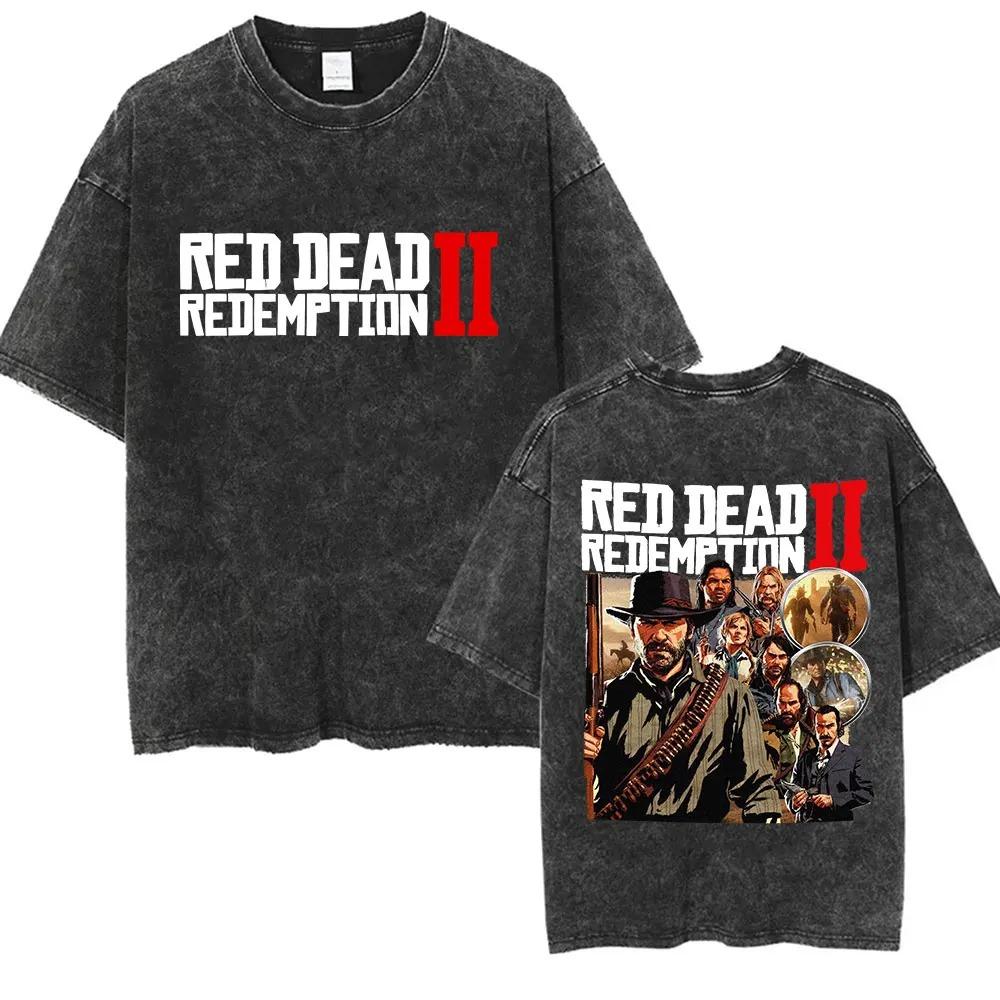 2026 T-shirt a maniche corte con scollo rotondo Y2k Unisex Nuova Top Magliette T-shirt Giocatore Red Dead Redemption 2 Lavata Vintage