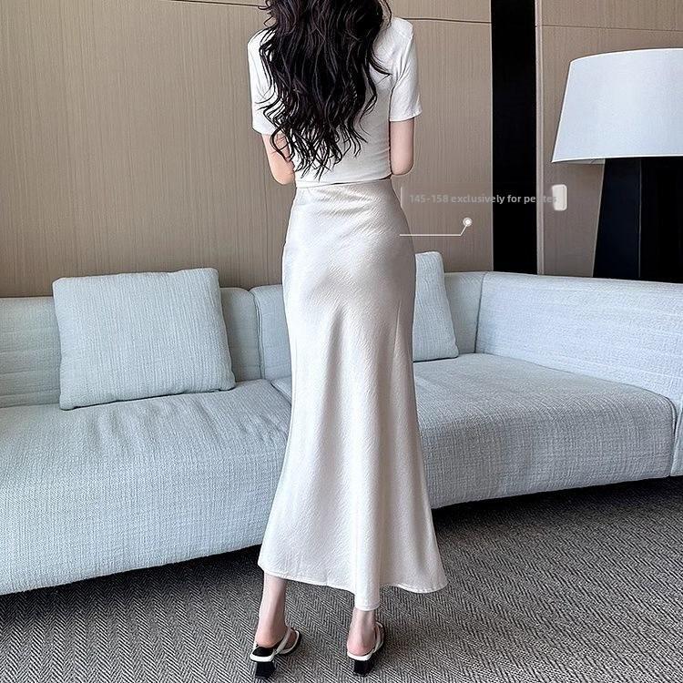Satin Fish Tail Skirt With High Waist For Women Spring Stylish Pencil Skirt