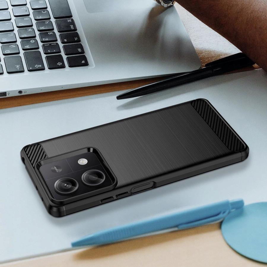 Case for Xiaomi Redmi Note 13 5G CARBON CASE Armored BACK + Glass
