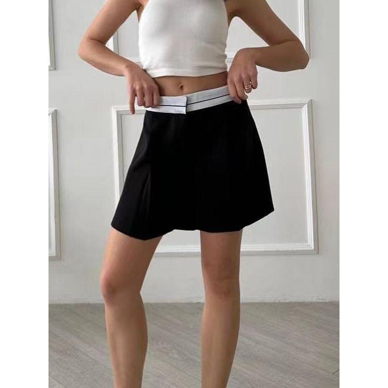 

European and American Summer New Fashion High Waist Casual Wide Leg Shorts High Waisted Wide Leg Shorts Black M
