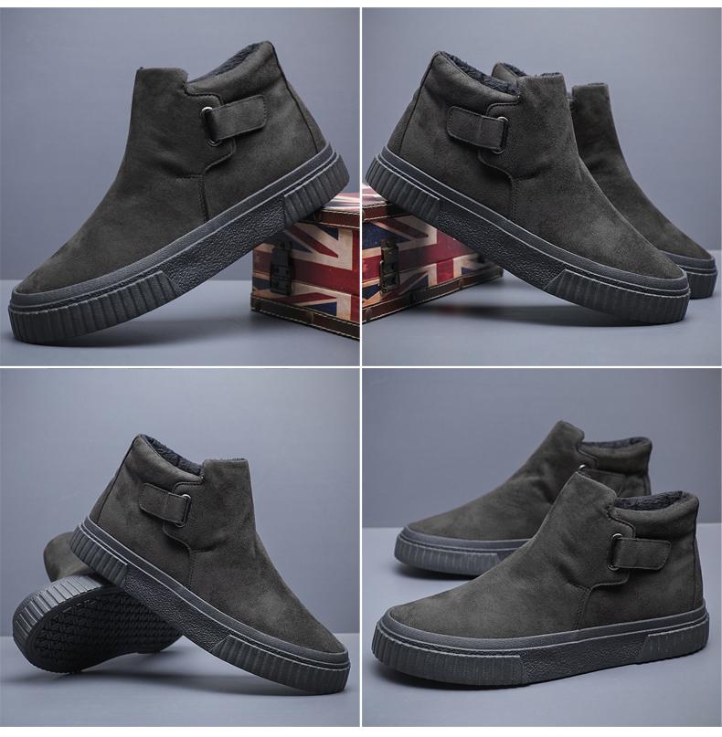 Buty zimowe dla mężczyzn Zamszowe botki Wysokie cholewki Ciepłe pluszowe skórzane buty codzienne Męskie buty outdoorowe śniegowce