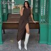 Women's Summer New Fashion Personality Tiered Ruffles Slim Fit Crew Neck Sleeveless Dress