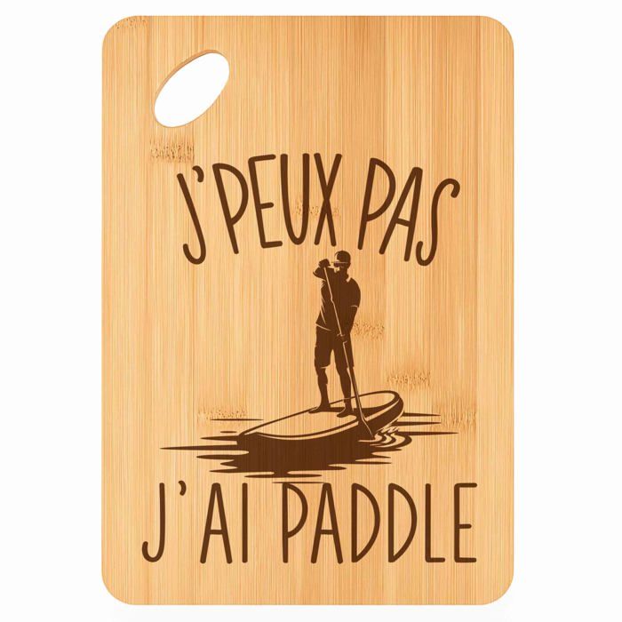Planche à découper - PLANETEE - Paddle J'peux pas - Bambou - 30x20x1 cm - Plateau apéro