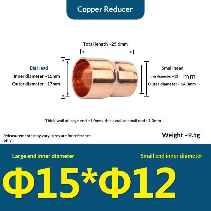 Copper Size Head Welding Reducer Pipe Joint With A Diameter Of 8 To 6.35 For Air Conditioning And Cold Storage Fittings