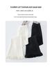 Women's High Waist Velvet Cashmere Flare Pants - Winter 2025, Slimming Ruffle Hem, Casual Floor-Length Style