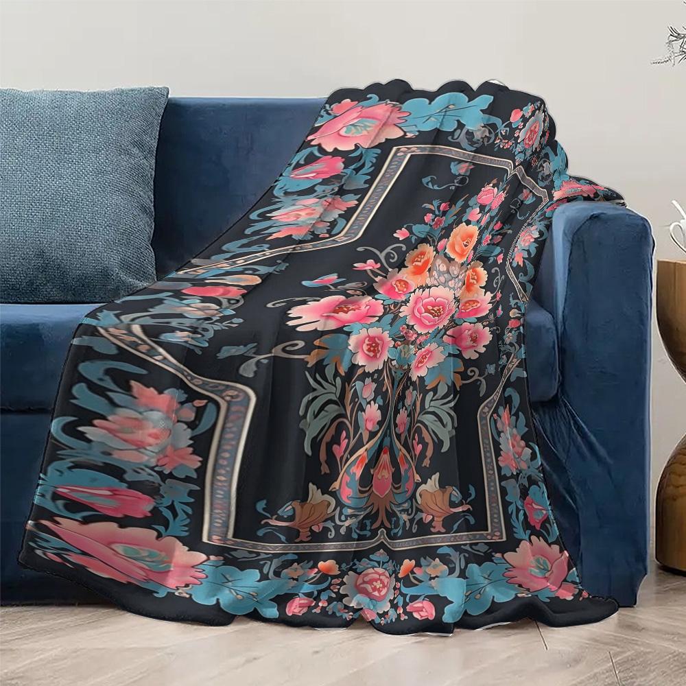 Floral Velvet Throw Blanket Decorative Sofa Bed Living Room Bedroom Accent Cushion Cover Gift