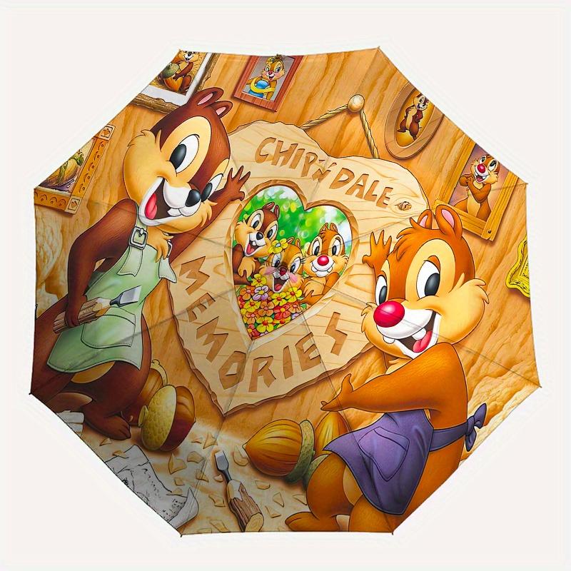 1pc Chip and Dale Automatic Folding Umbrella: Compact 8-Bone Design Cartoon Outdoor Travel Companion, Business Umbrella, Christmas Valentine
