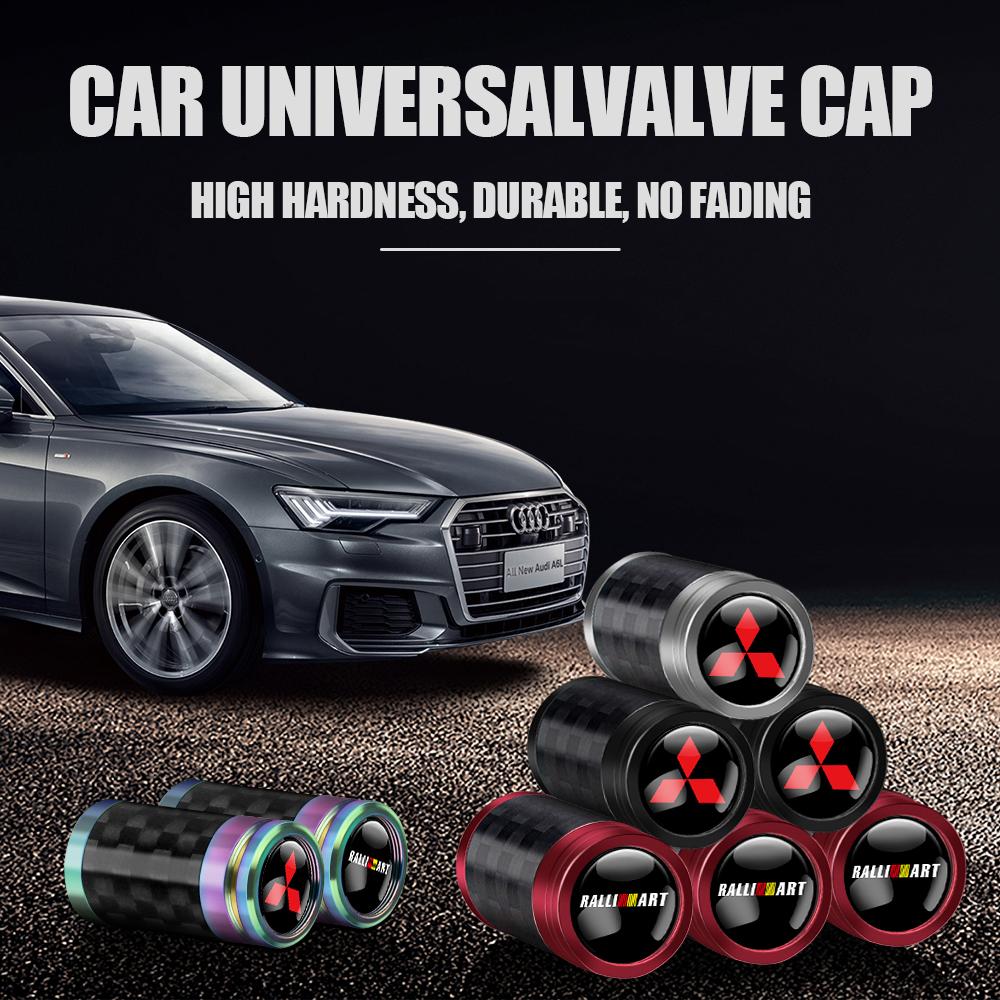 Carbon Fiber Car Tire Wheel Valve Stem Airdust Cap For Mitsubishi Ralliart Lancer Outlander Pajero Eclipse ASX Auto Accessories