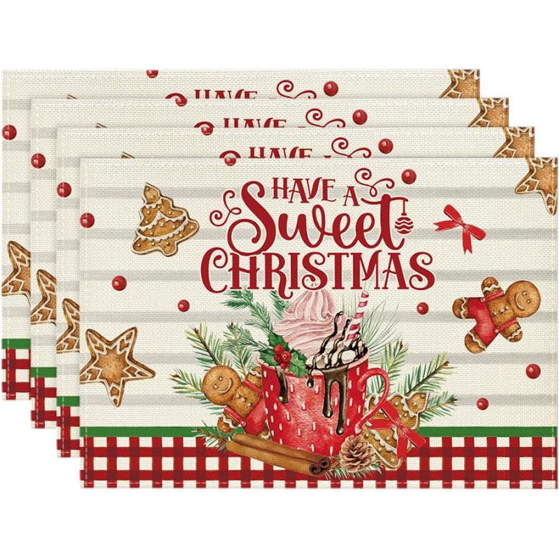 Cross-Border Bestseller Christmas Linen Placemat - Festive Letters & Colors for Restaurant Decoration