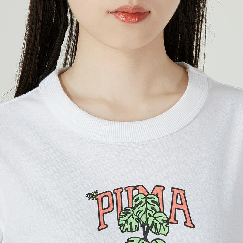 Puma Downtown Relaxed Graphic Cartoon Plant Letter Print American Vintage Comfortable Fashion Breathable Sports Casual Short Sleeve T-Shirt 535413-52