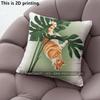Ginger Cat & Tropical Leaf Print Cushion Covers Pattern Cushion Cover Suitable For Sofa Bedroom Car Pillow Cover