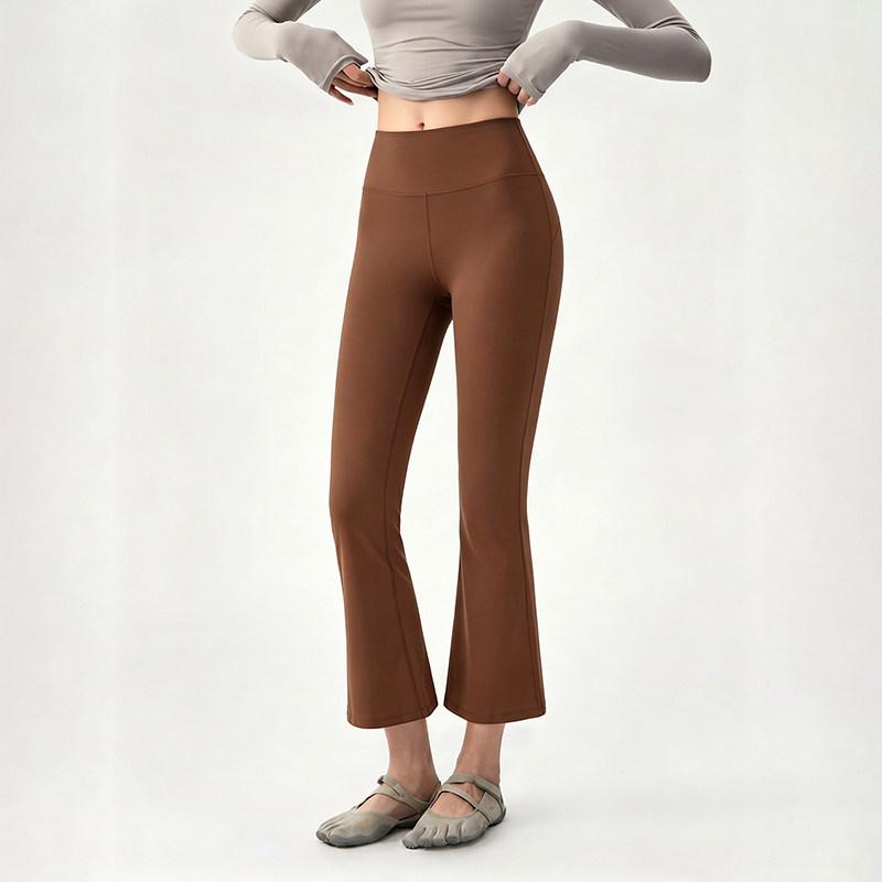Women's Slim-Fit High-Waisted Micro-Flare Yoga Pants for Sports & Fitness, Accentuating Peach Shape, Elastic Long Pants