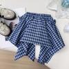 Girls' Korean Style Checkered Skort with Short Sleeve Top - EXB019
