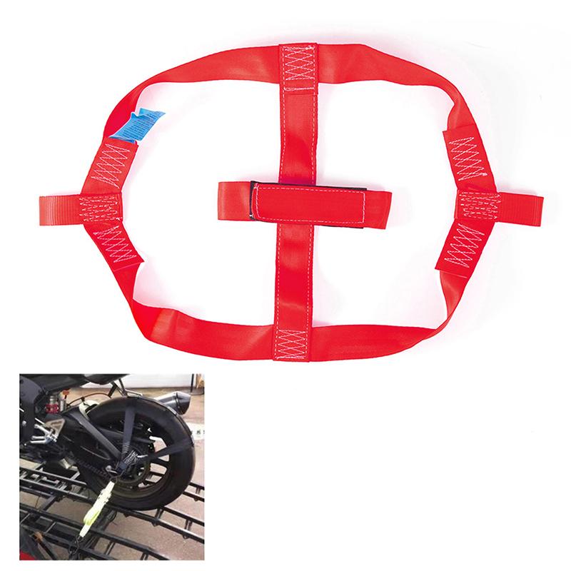 1 st Säker Motorcykeltransport Spännbandstillbehör Universell Motorcykel Bakhjulsfixering Fästning Vävband Rem