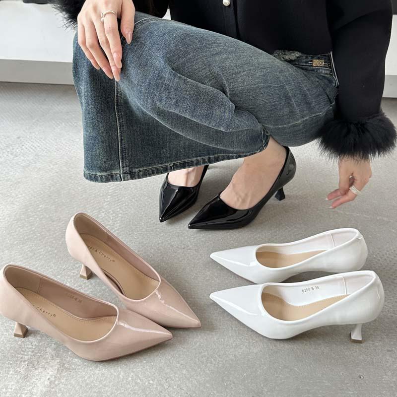 2026 Autumn Style Shallow Mouth Single French 6CM Versatile Stiletto High Heels Plus Fat Widening Large Women's Shoes