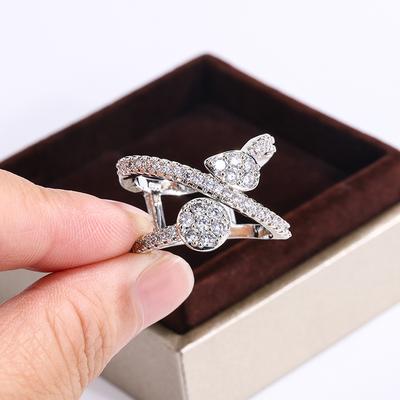 European and American Personality Simple Micro Inlaid Diamond Temperament Exaggerated Index Finger Ring Accessories Female Ring Women