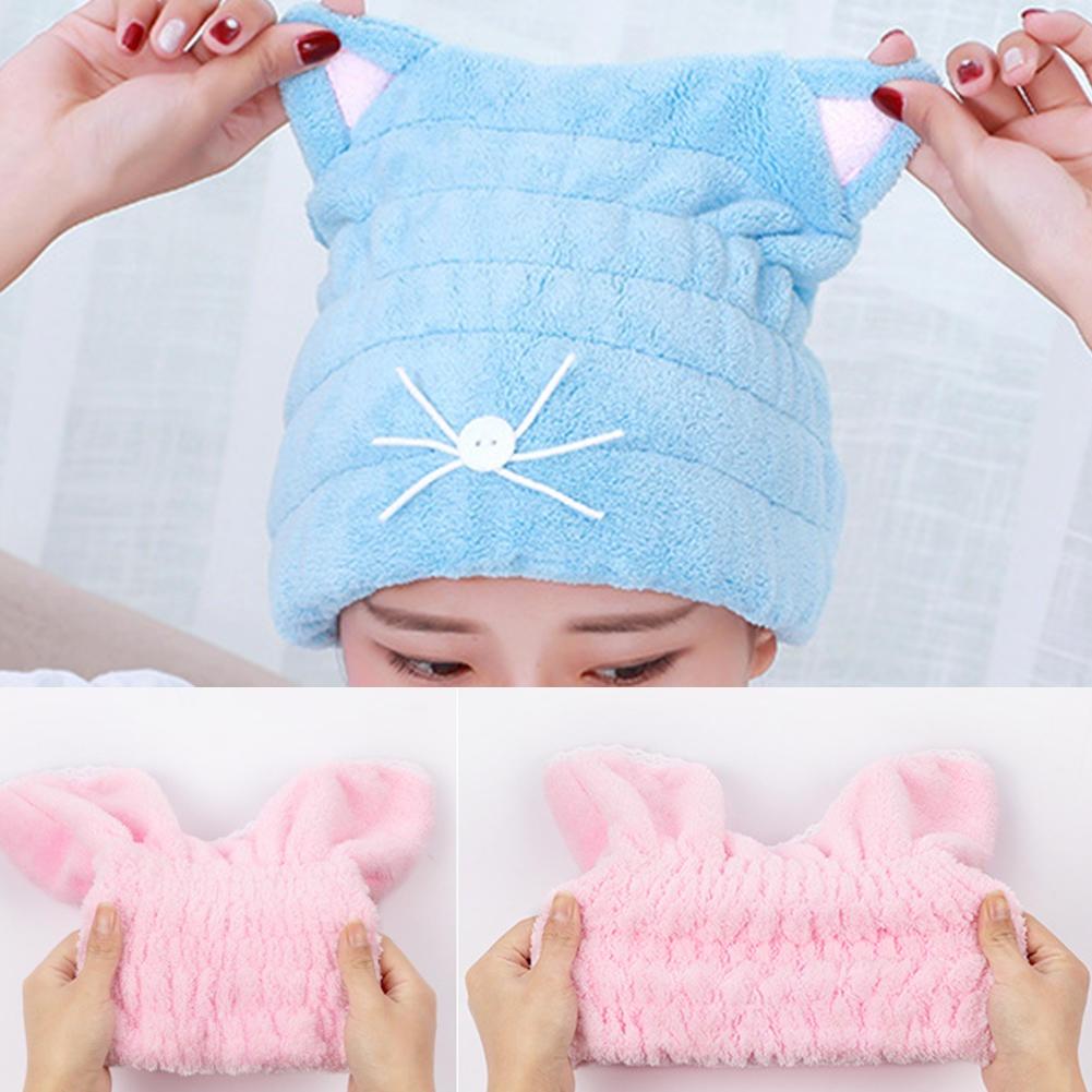 Hair Drying Adjustable Cap Hair Wrap Towel Cute Bath Hair Hat With Ears Cat